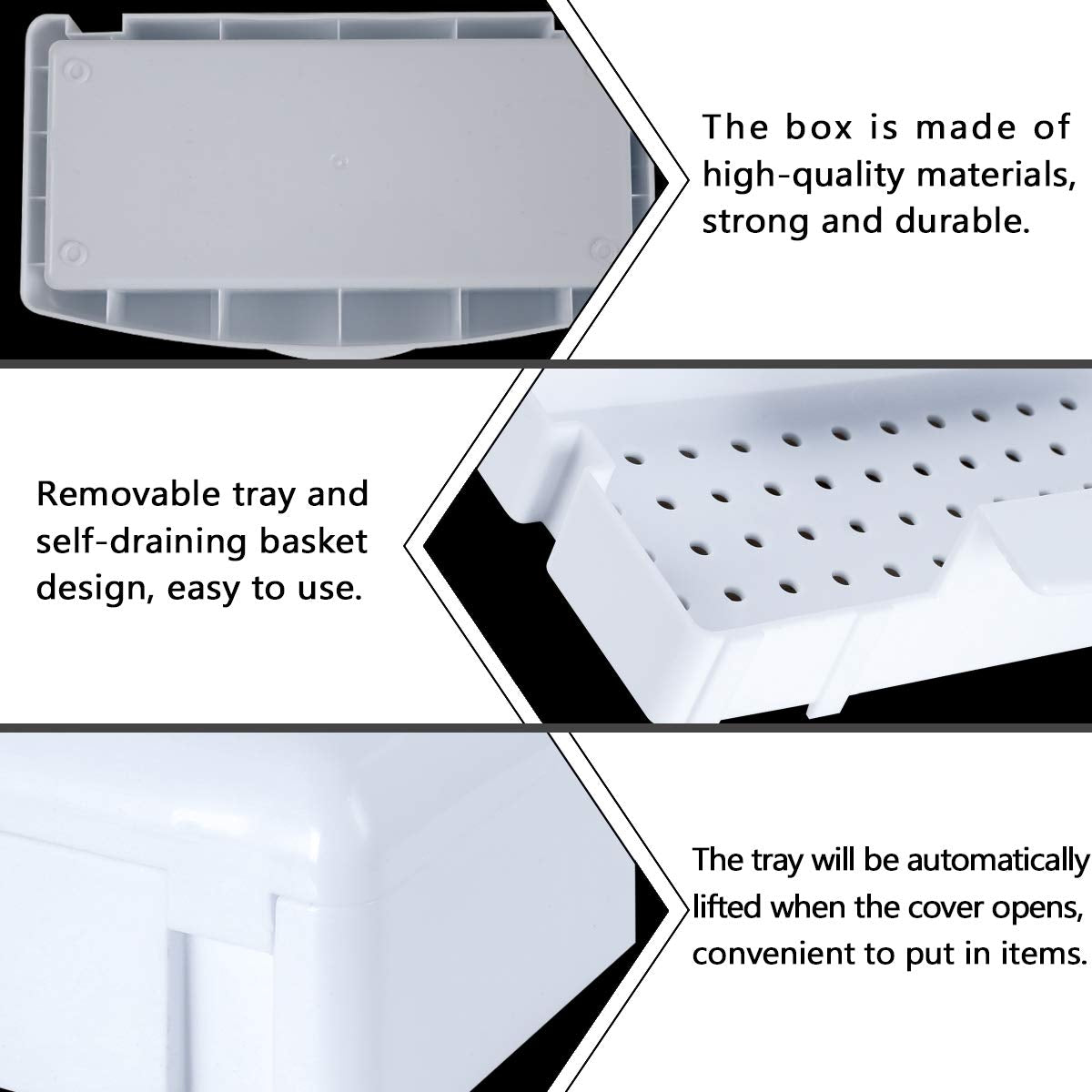 Gusnilo Storage Box built-in drain basket highlights the drain feature and enables easy tool cleaning after use.