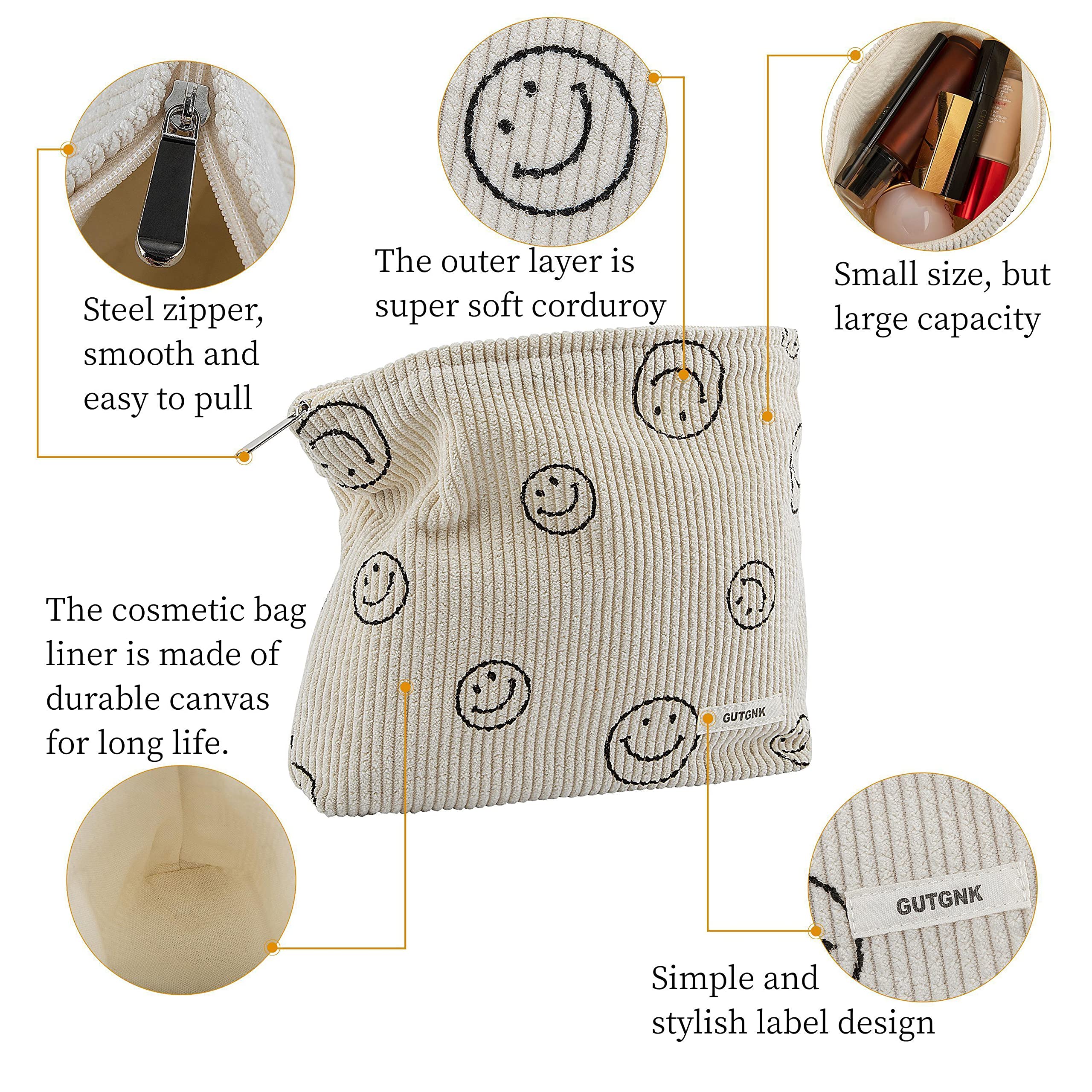 GUTGNK corduroy makeup bag ships gift-ready with stylish design