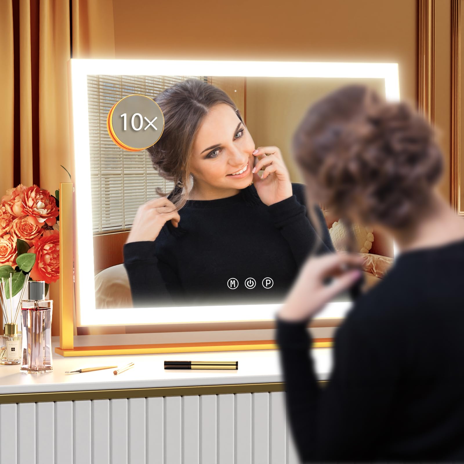 Gvnkvn lighted makeup mirror with three color modes for flexible lighting