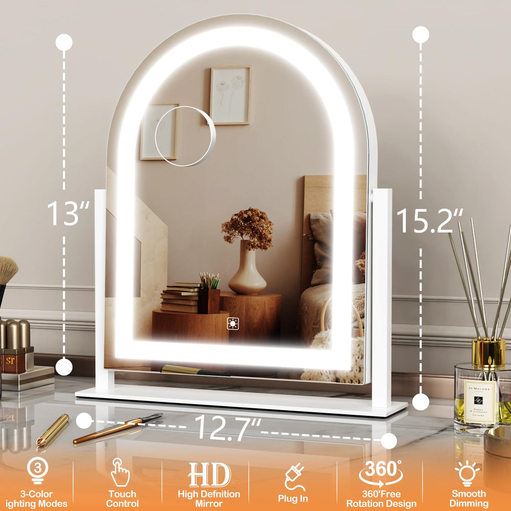 Gvnkvn lighted makeup mirror 3-color-modes enables day, cold, and warm lighting