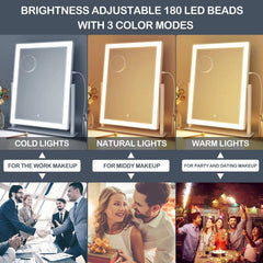 Gvnkvn lighted makeup mirror with 3 color modes for day, office, events