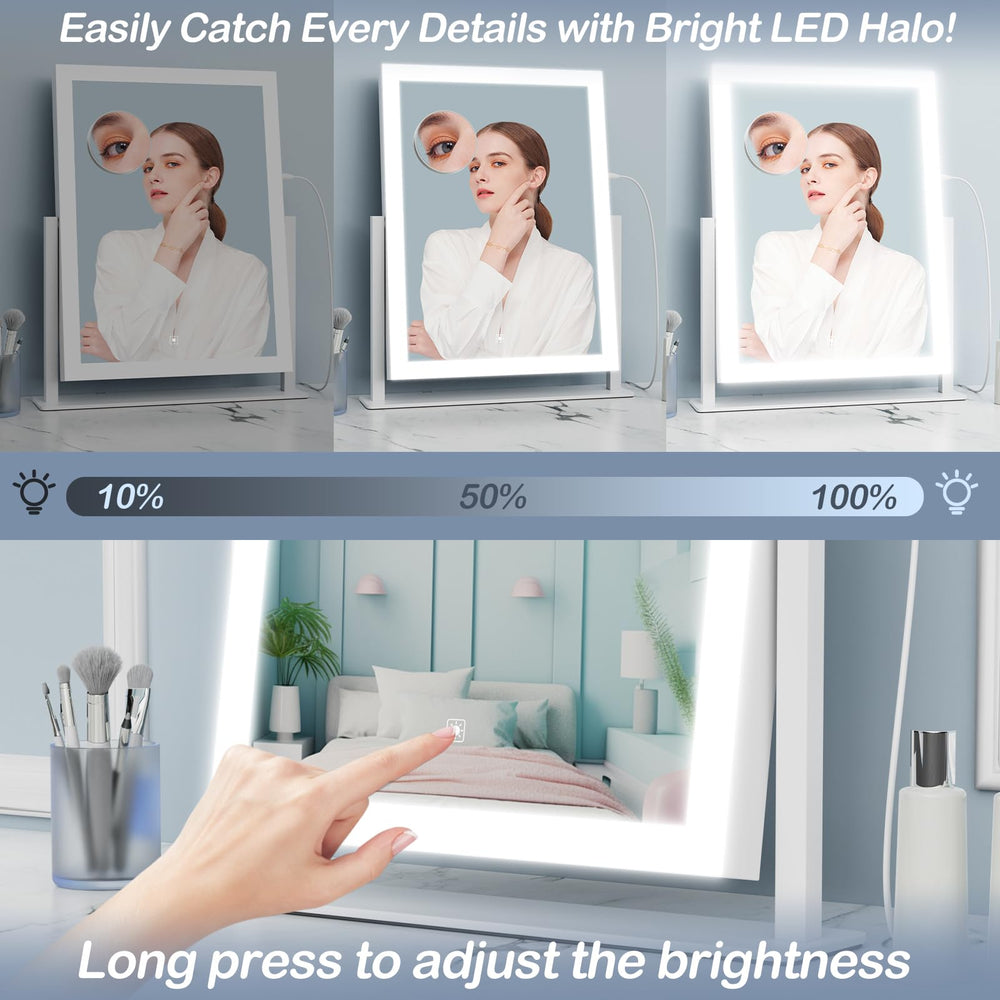 Gvnkvn lighted makeup mirror 360° rotation enables versatile viewing angles