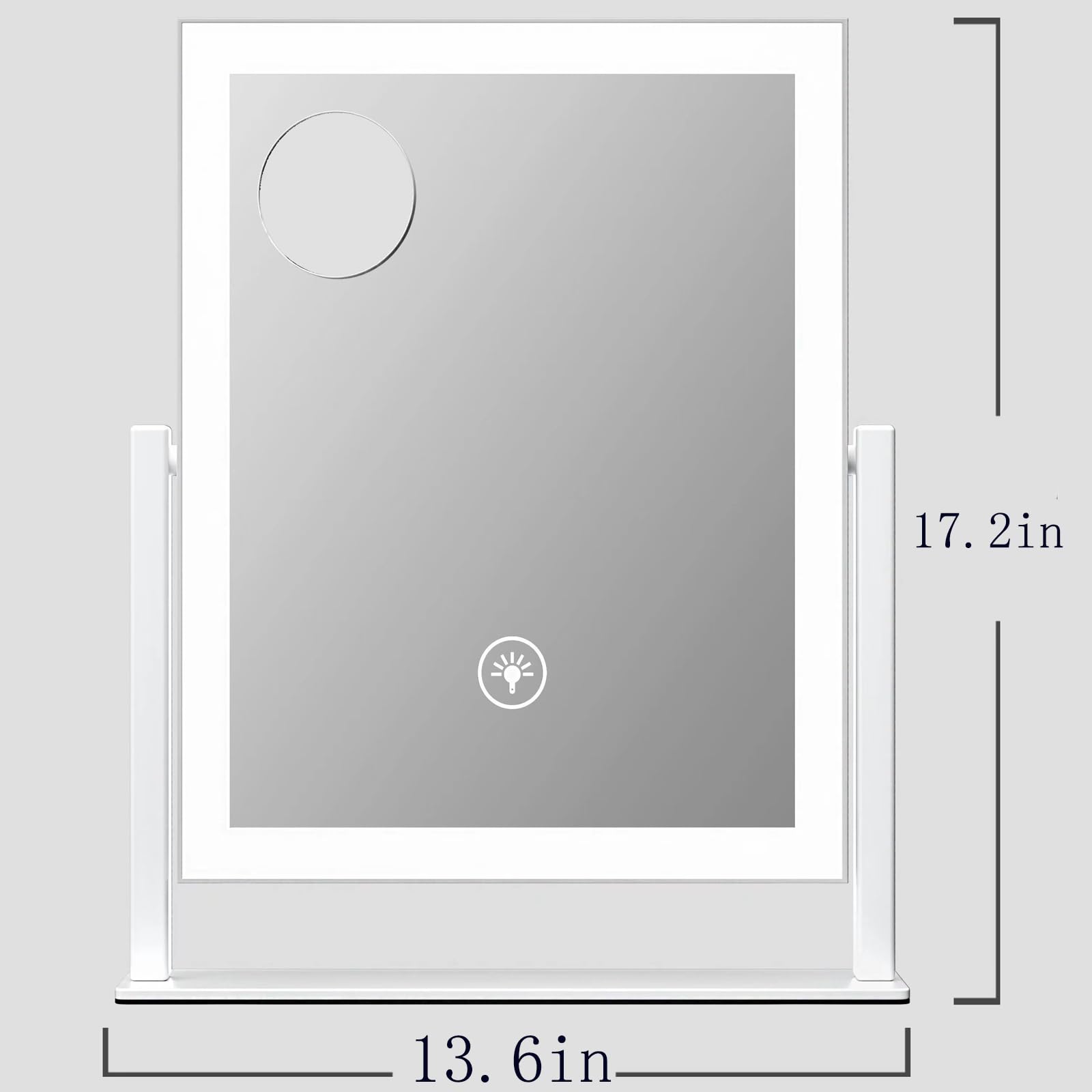 Gvnkvn lighted makeup mirror angled view showing 360 degree rotation