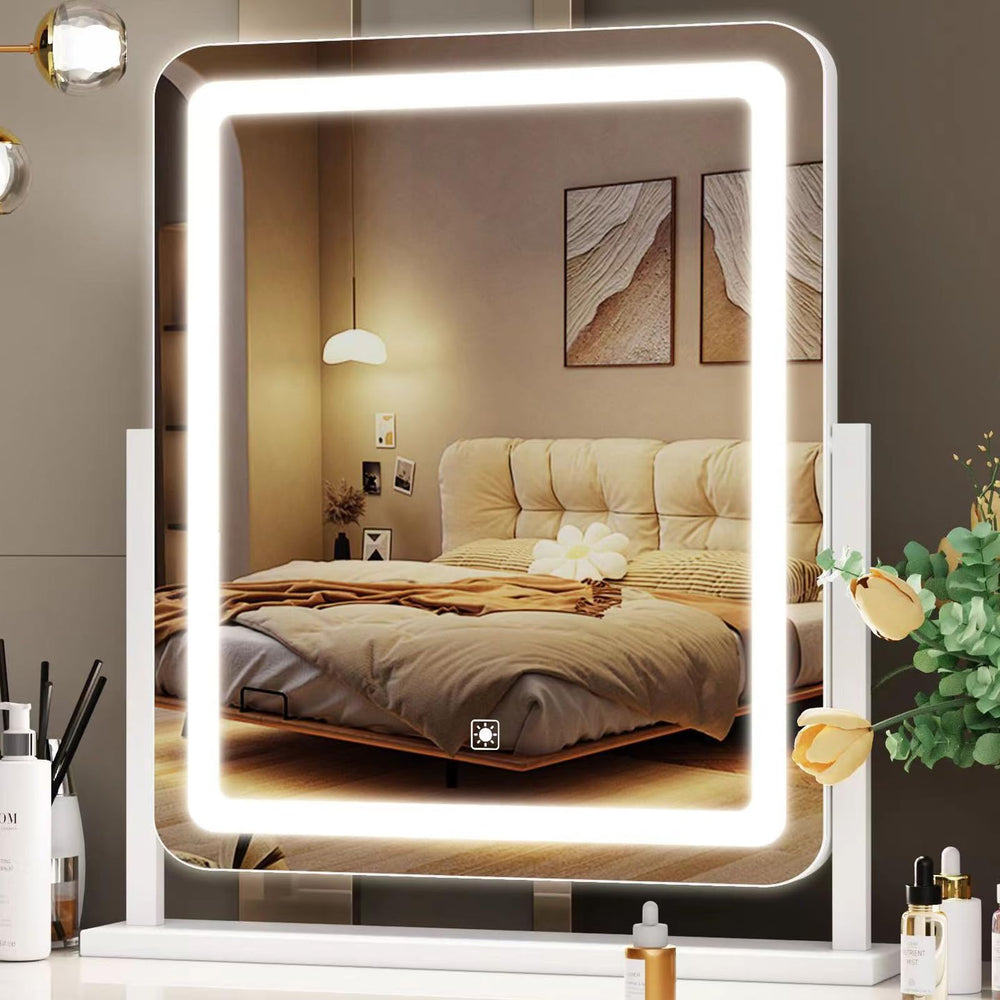 Gvnkvn lighted makeup mirror brightness-bars deliver bright, even lighting for makeup application.