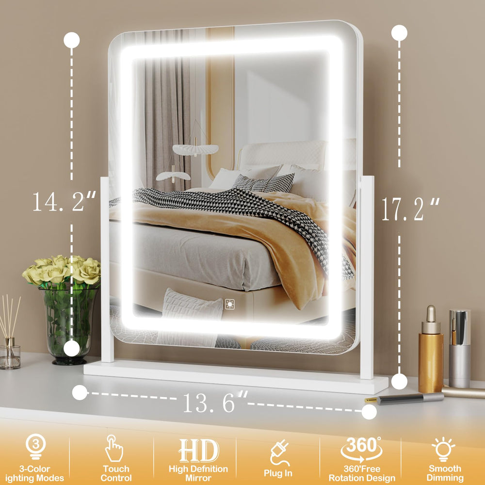 Gvnkvn lighted makeup mirror three-color modes for flexible look casting.