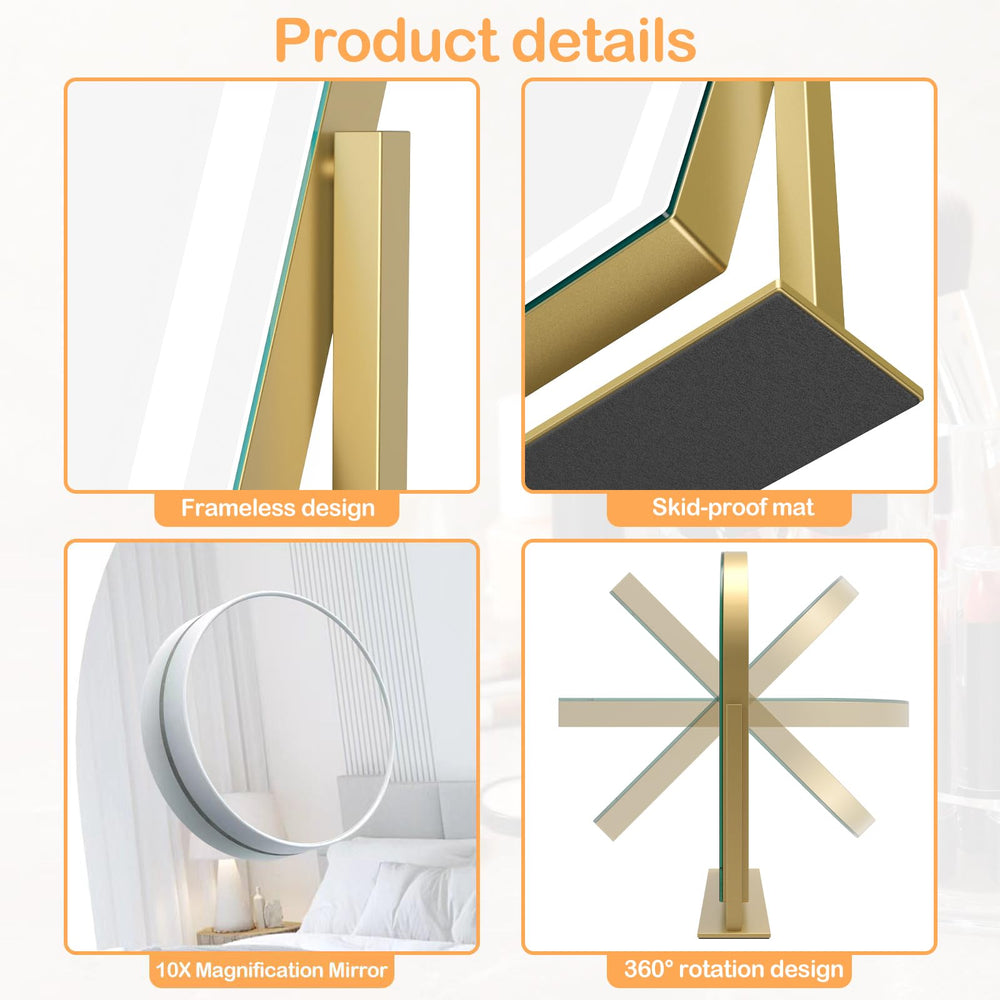 Gvnkvn lighted makeup mirror frame closeup highlighting copper-free glass