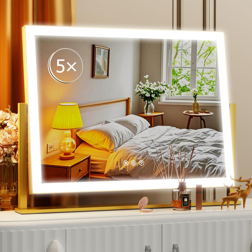 Gvnkvn lighted makeup mirror front view with bright, even lighting for precise makeup