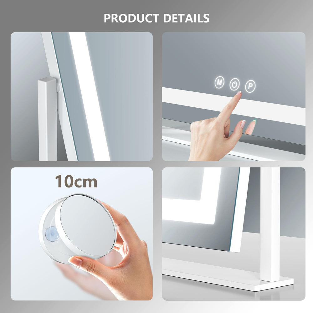 Gvnkvn lighted makeup mirror LED bars highlight features and reduce shadows.