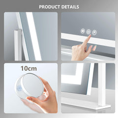 Gvnkvn lighted makeup mirror LED bars highlight features and reduce shadows.