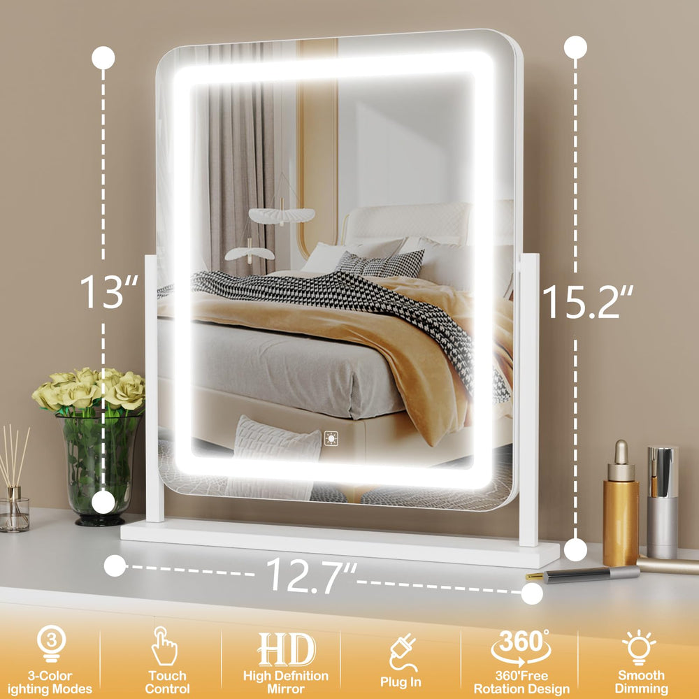 Gvnkvn lighted makeup mirror side view showing durable aluminum frame