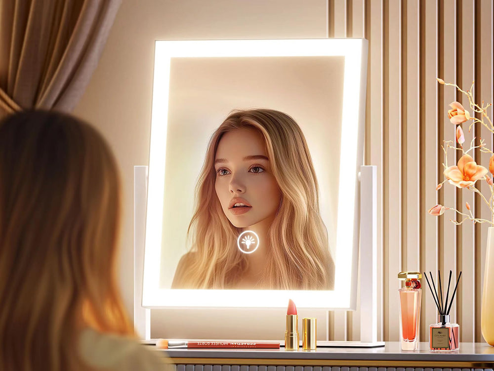 Gvnkvn lighted makeup mirror side view with slim aluminum frame