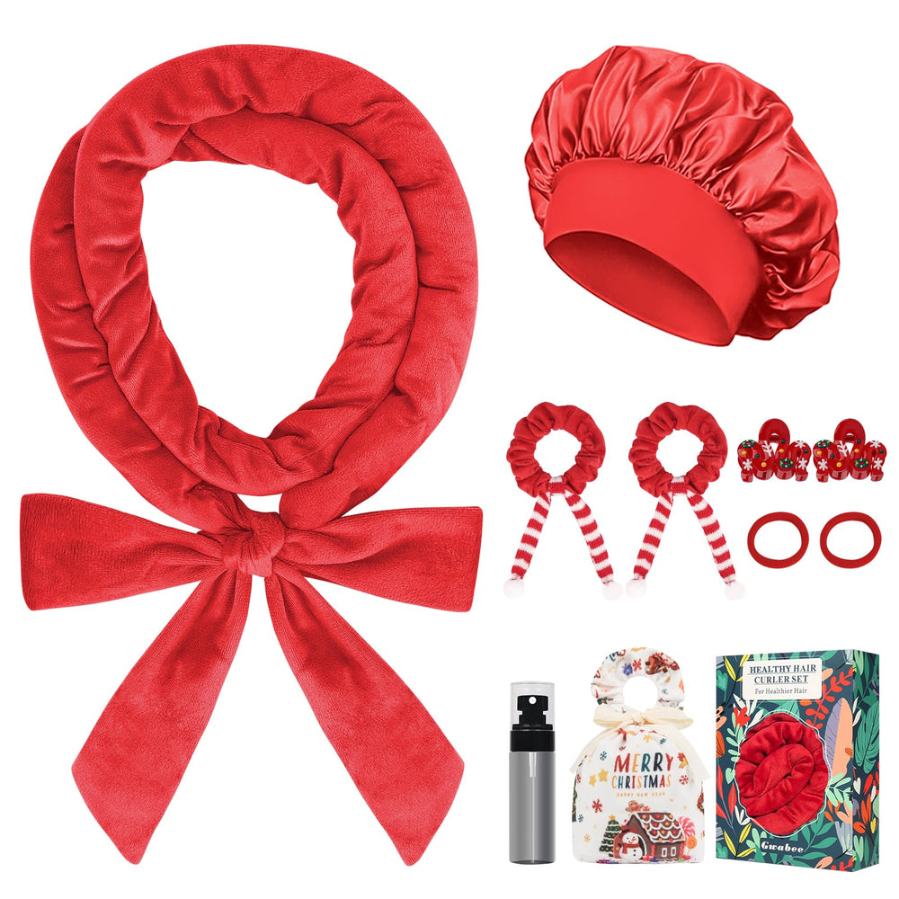 Gwabee Christmas heatless curls set in red packaging for quick, mess-free styling.