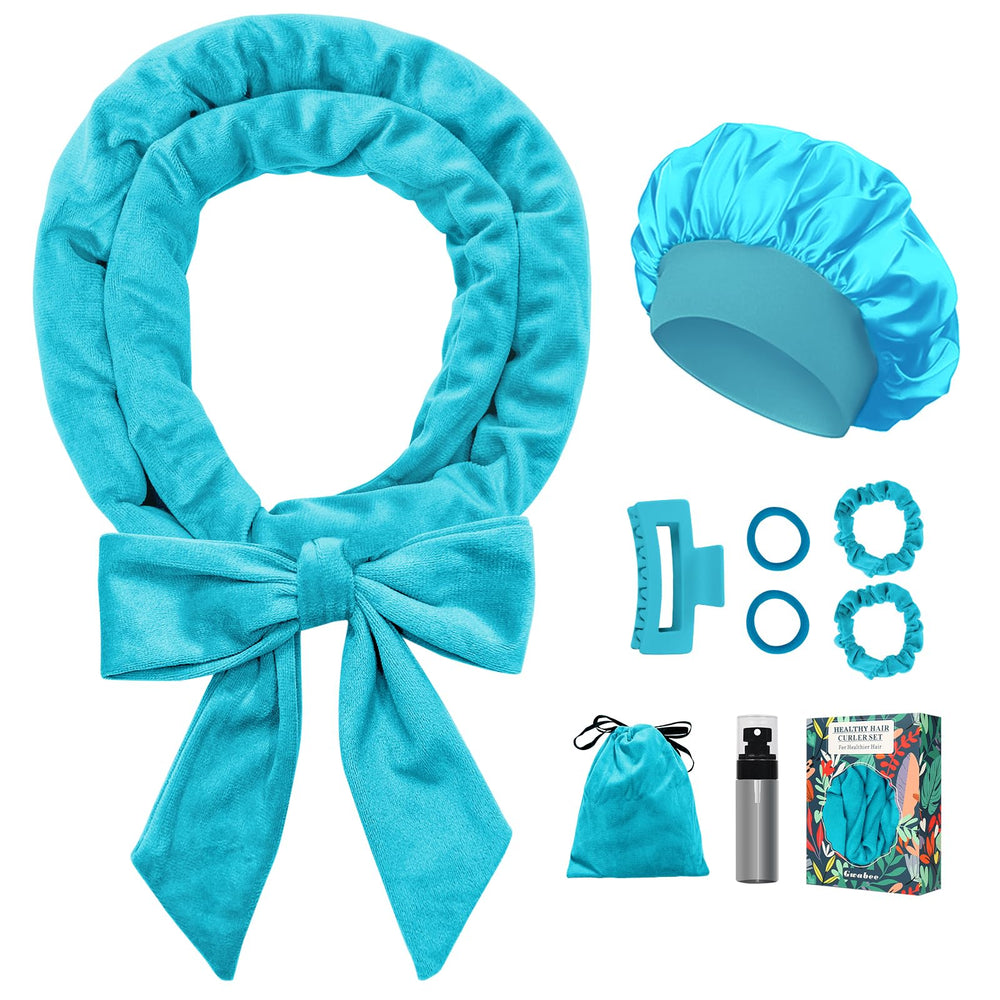 Gwabee heatless curls overnight headband blue for easy no-heat styling at home