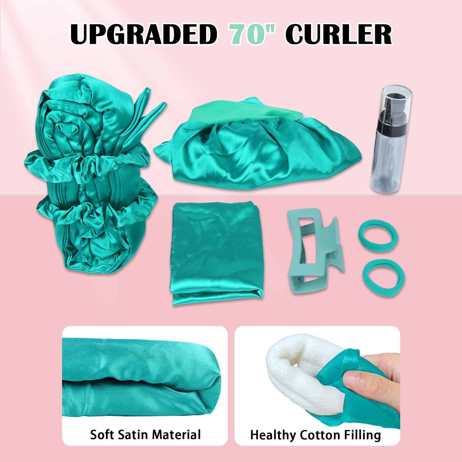 Gwabee satin curls clip secures wraps for smooth no-heat waves