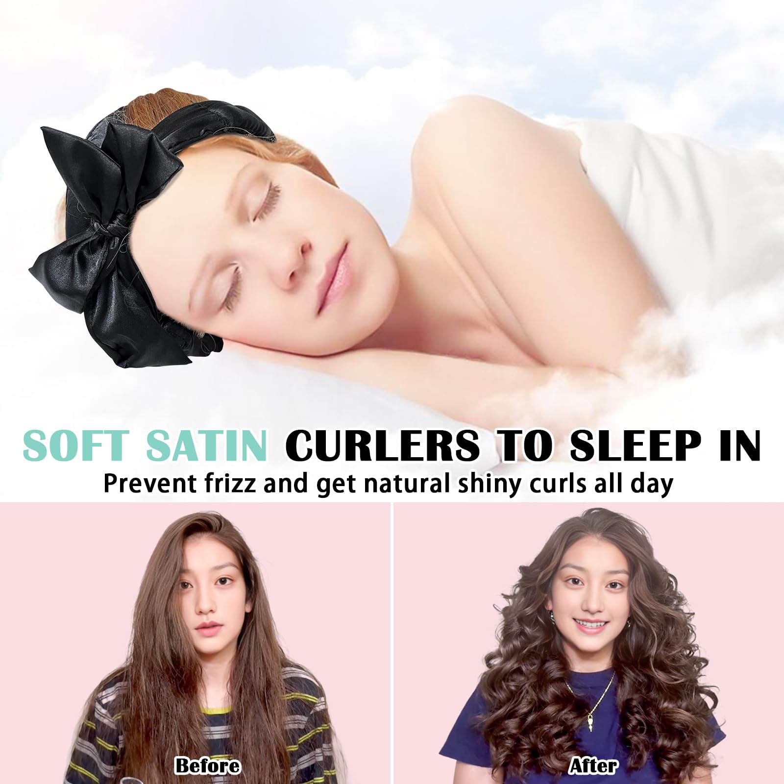 Gwabee satin sleep bonnet helps set curls while you rest