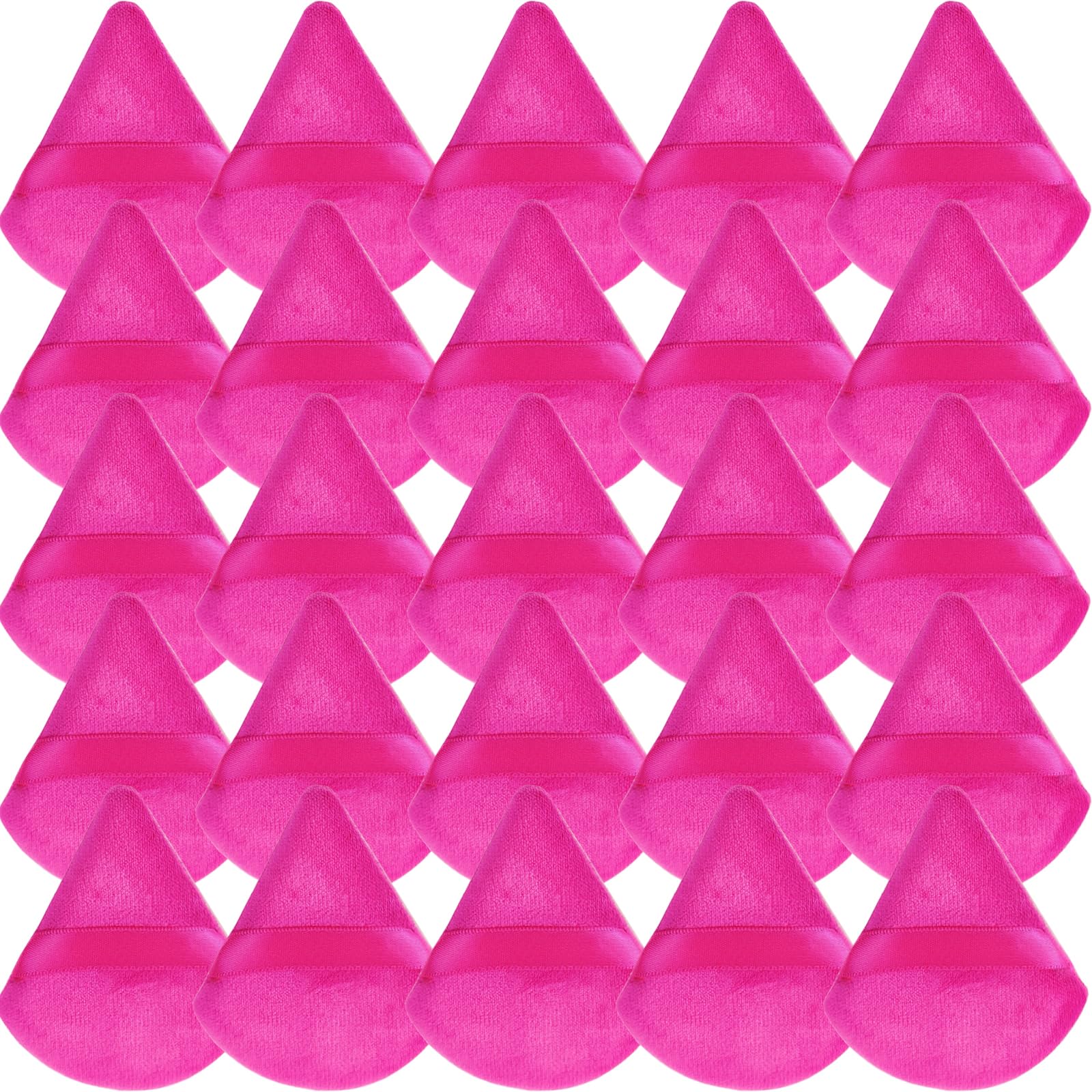 GXXMEI pink triangle powder puff shows precise foundation coverage on the skin.