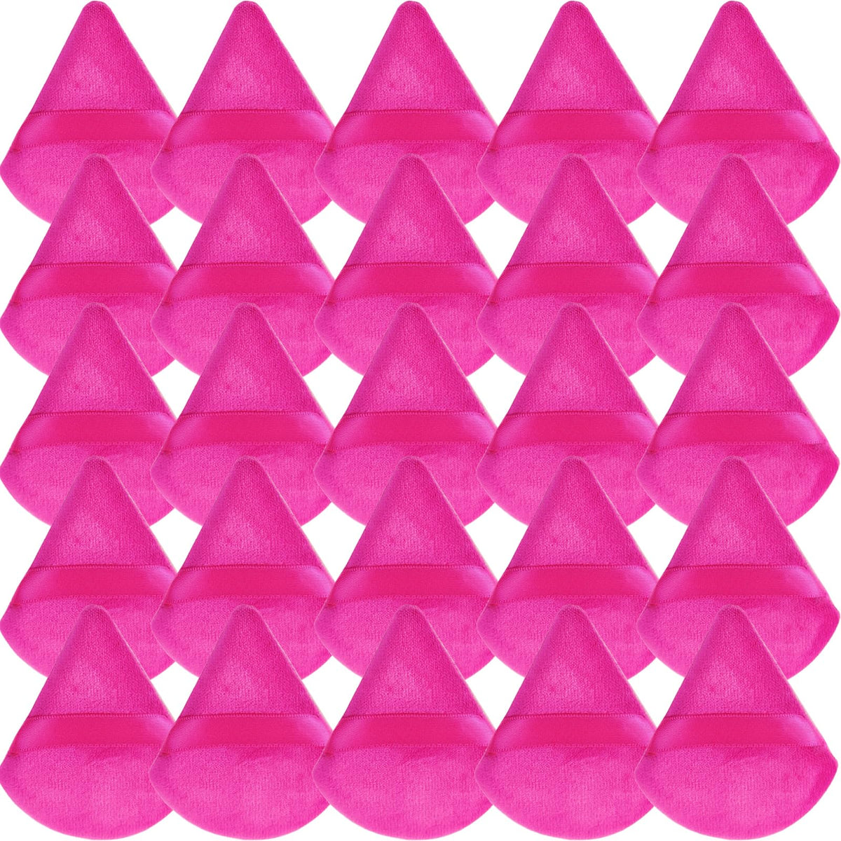 GXXMEI pink triangle powder puff shows precise foundation coverage on the skin.