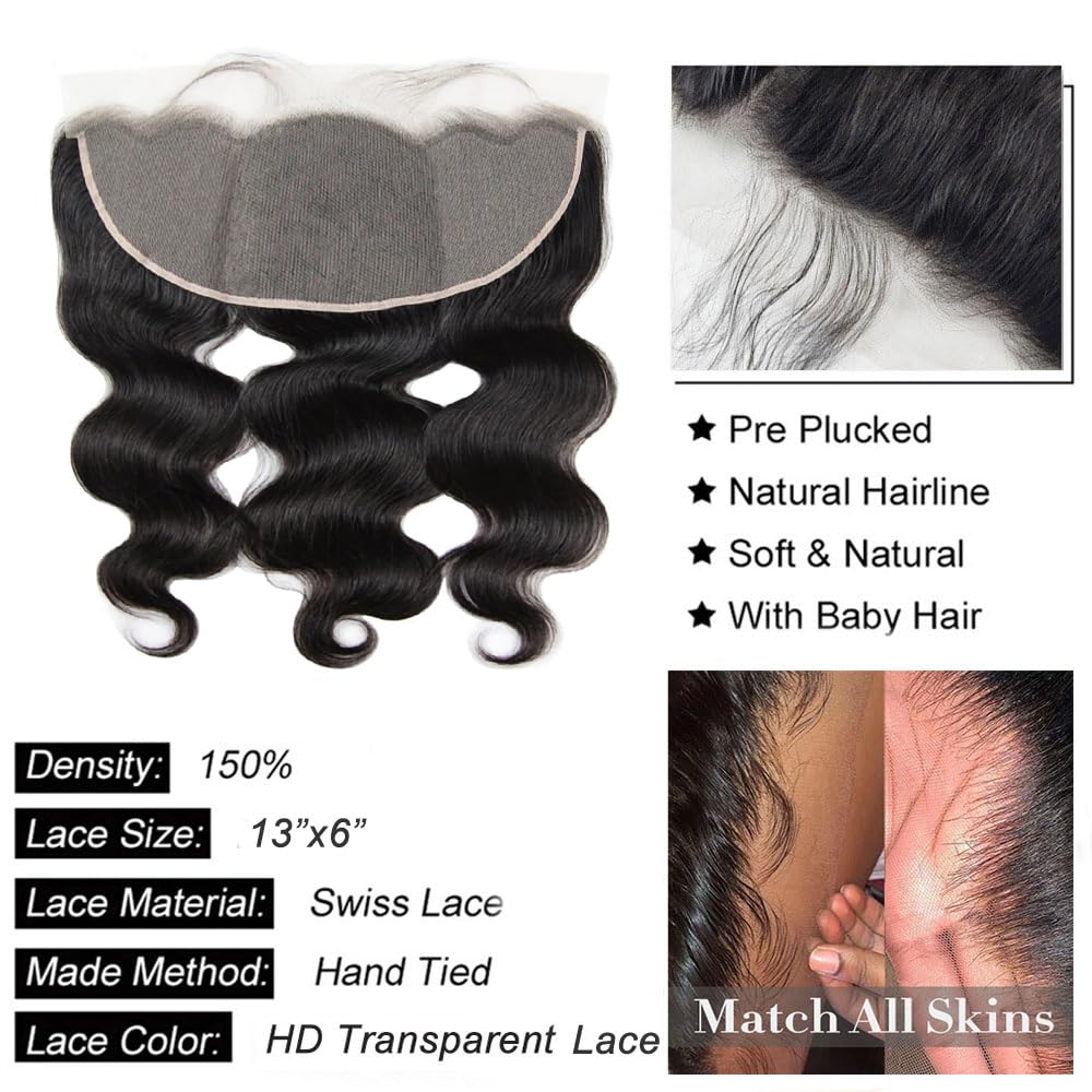 GYAJEP 13x6 lace frontal body wave texture closeup highlights healthy virgin hair.