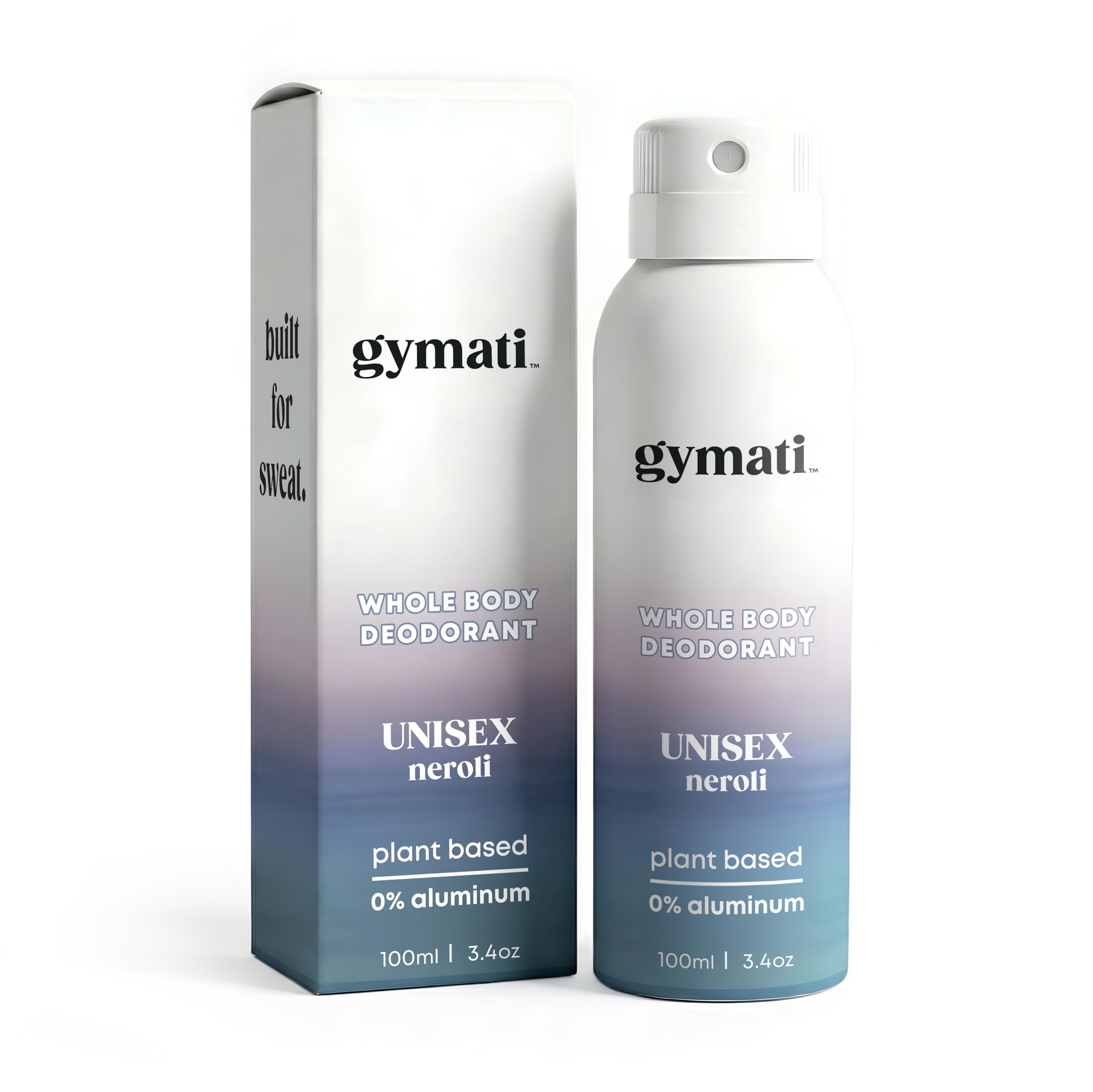 Gymati desodorante natural en botella, aplicación rápida para protección todo el día.