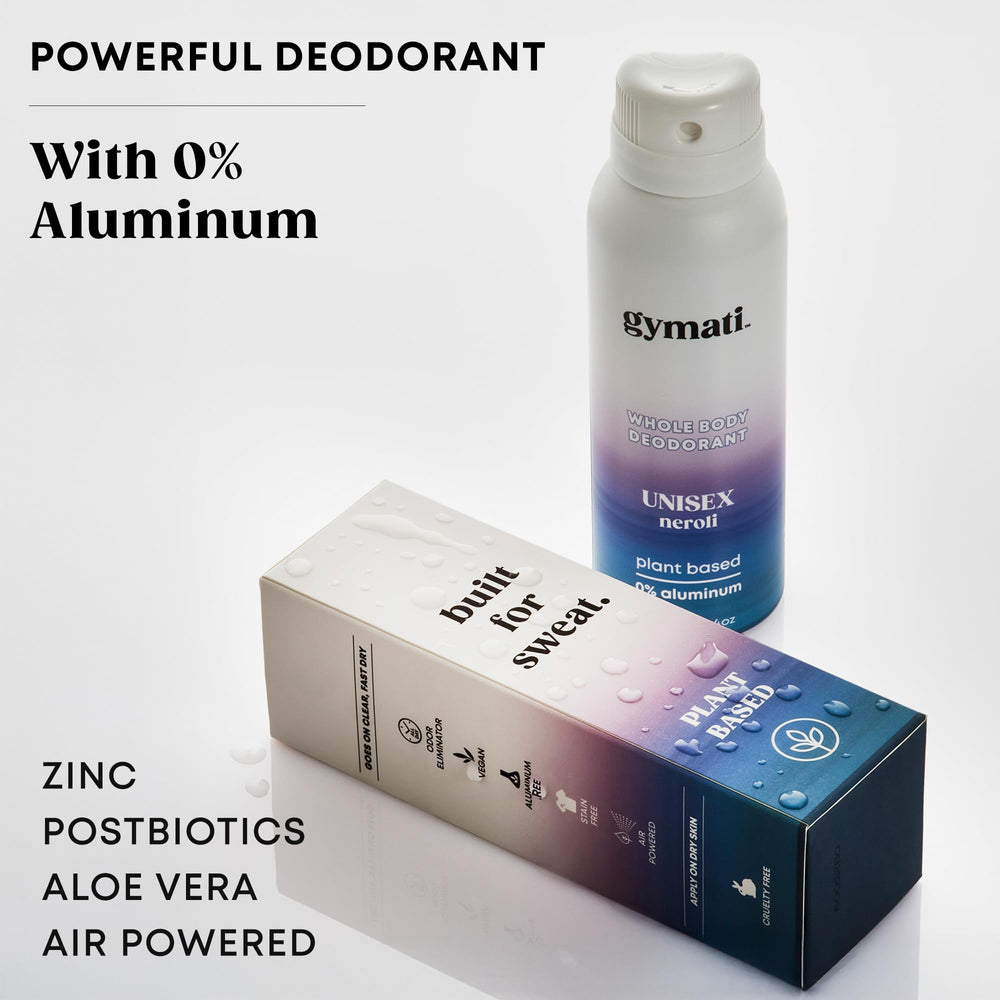 Etiqueta de Gymati desodorante natural con aroma fresco para el gimnasio.