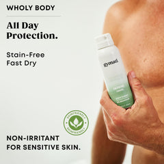 Athlete applying Gymati spray during workout demonstrates sweat-ready protection.