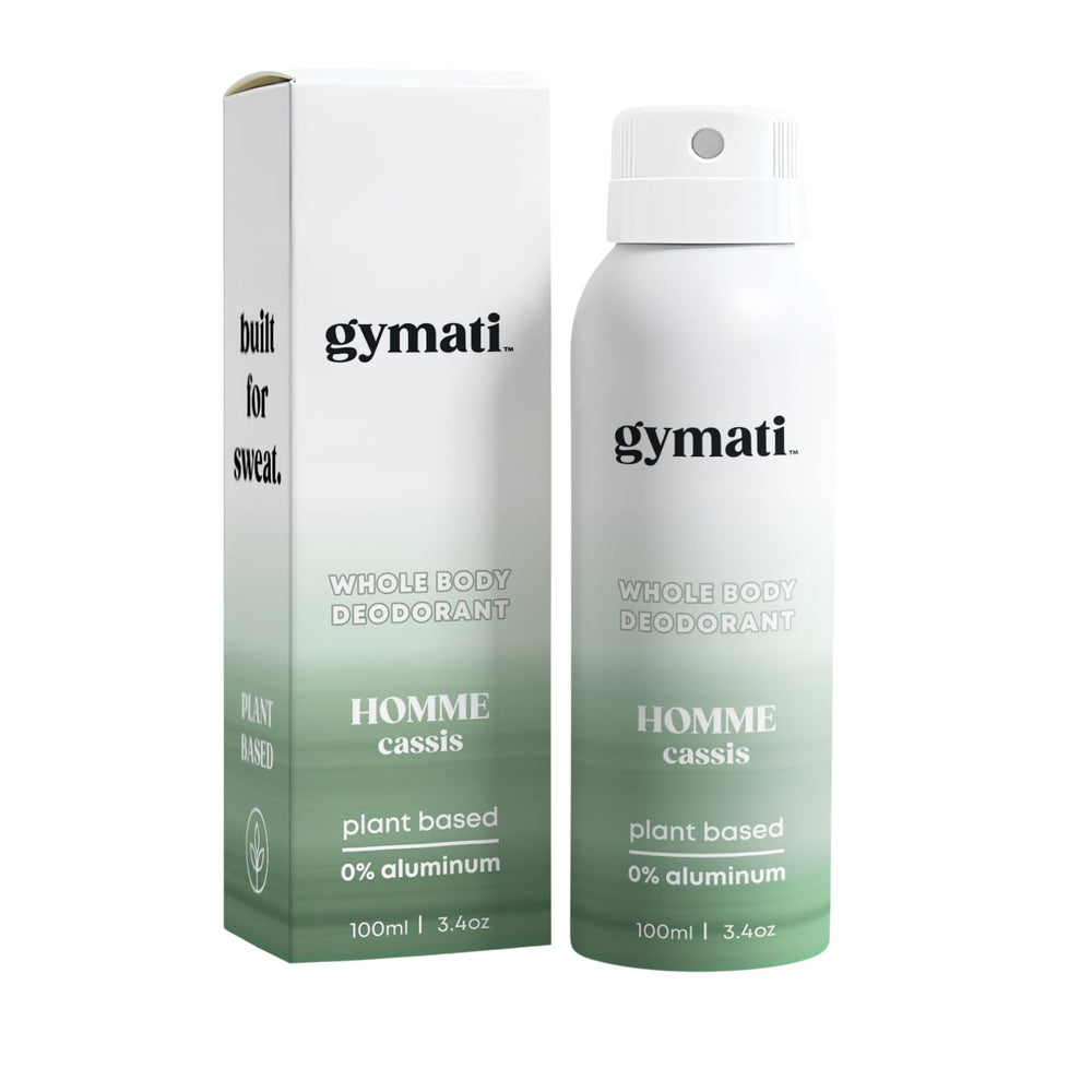 Gymati Fitness body deodorant spray front view showing all-day odor protection.