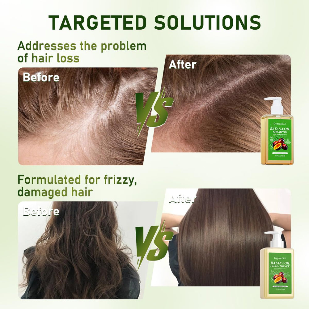 Gypsophila Batana Oil Conditioner tube suggests sulfate-free hydration.