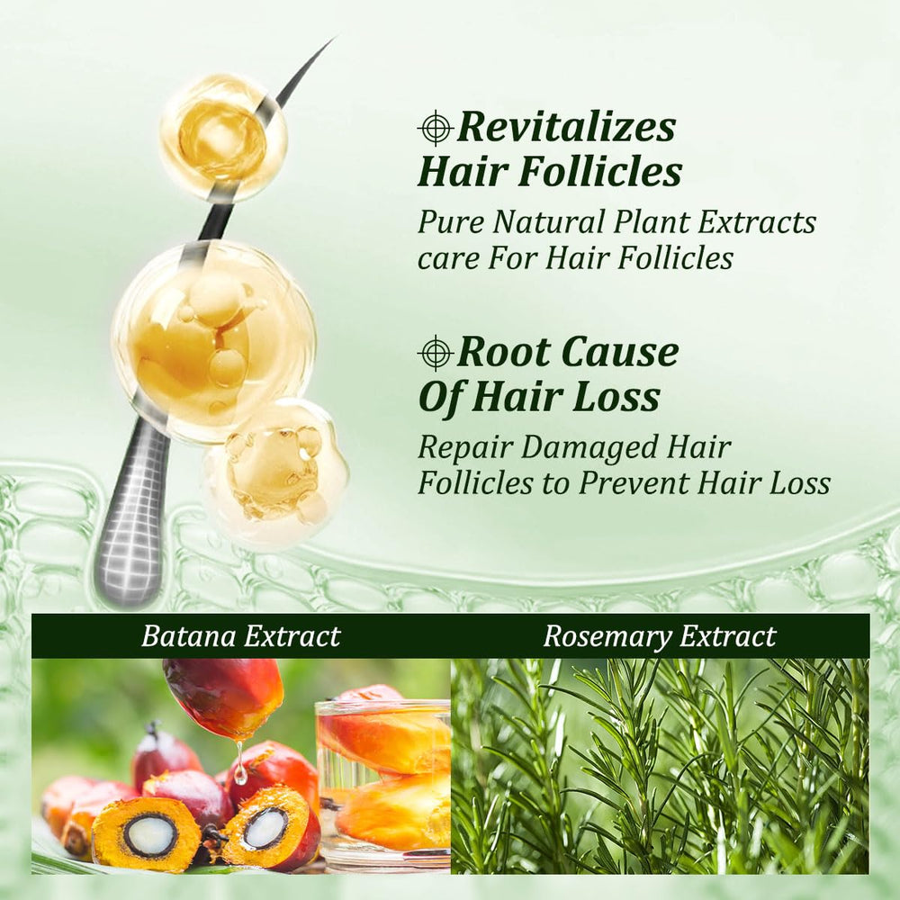 Gypsophila Batana Oil Shampoo rosemary-ingredients close-up emphasizing scalp-soothing botanicals.