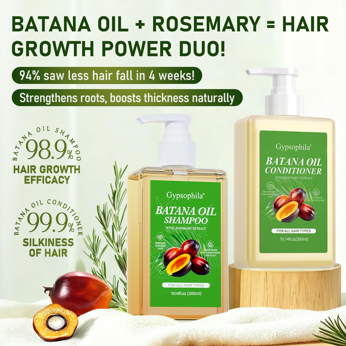 Gypsophila Batana Oil Shampoo lather hints at gentle cleansing.
