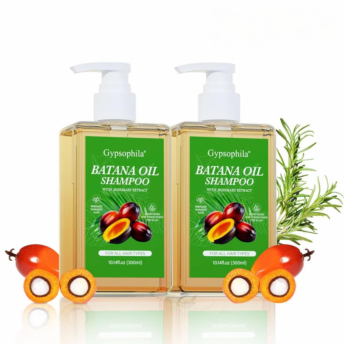 Gypsophila Batana Oil Shampoo packaging highlights nourishing formula for healthier hair.