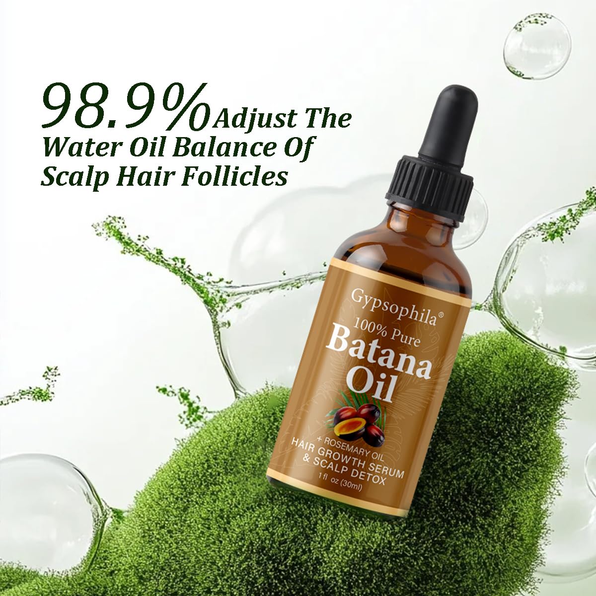 Gypsophila natural-ingredients-label highlights rosemary and batana for nourishing care