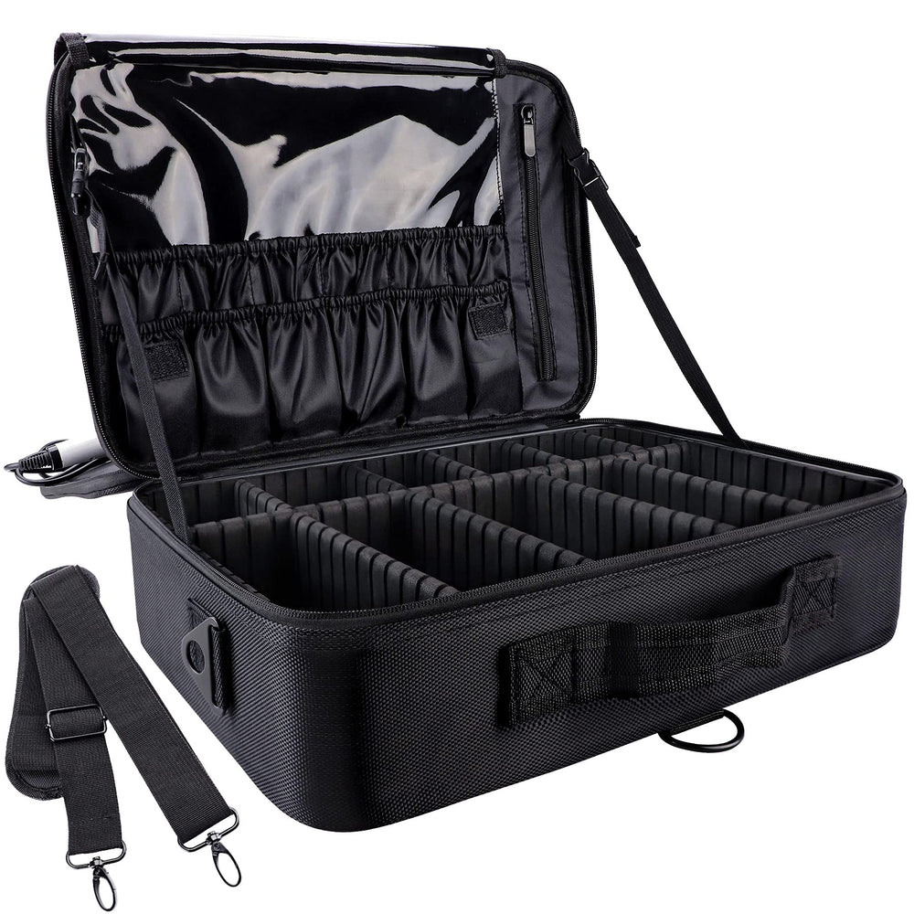 gzcz large capacity train case open with adjustable dividers for organized cosmetics