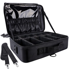 gzcz large capacity train case open with adjustable dividers for organized cosmetics
