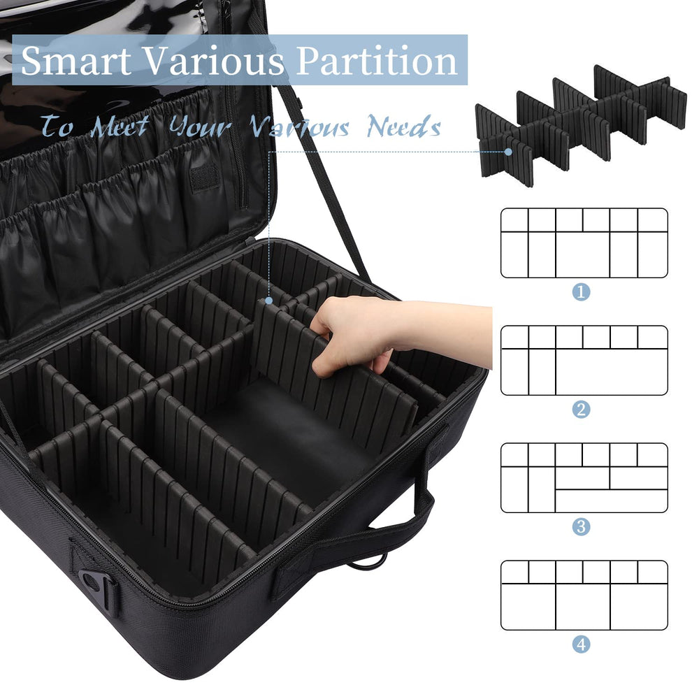 gzcz travel makeup train case with shoulder strap for hands-free portability