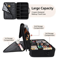 gzcz travel makeup train case showing waterproof oxford fabric and padding