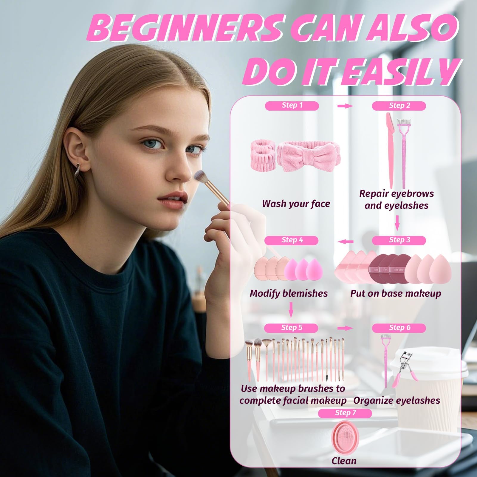 GZIXBDA beginner-friendly kit featuring twenty brush types for versatile makeup techniques.