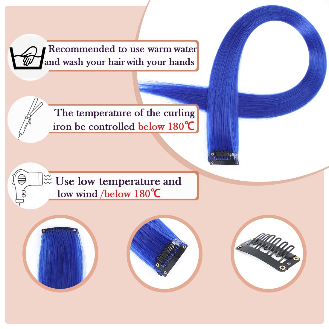 GZVIS 22-inch straight blue hair for party-ready styles and events