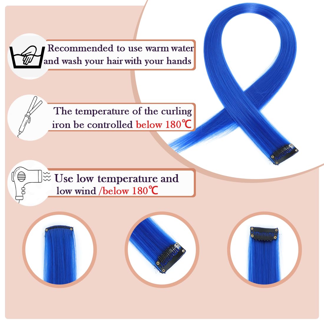 GZVIS Crystal Blue metal clips back for secure, easy attachment
