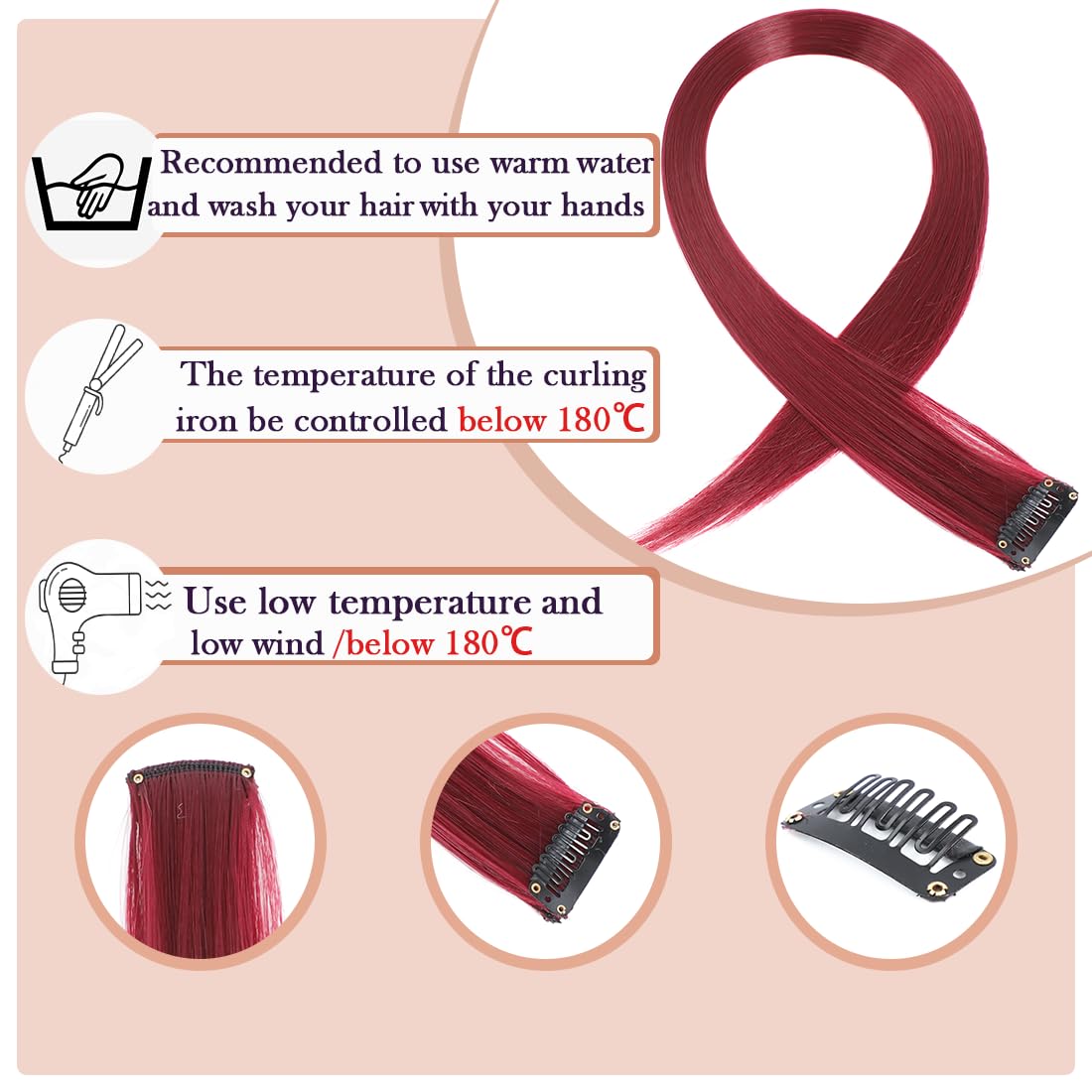 Extensiones GZVIS con broches de metal para sujeción segura