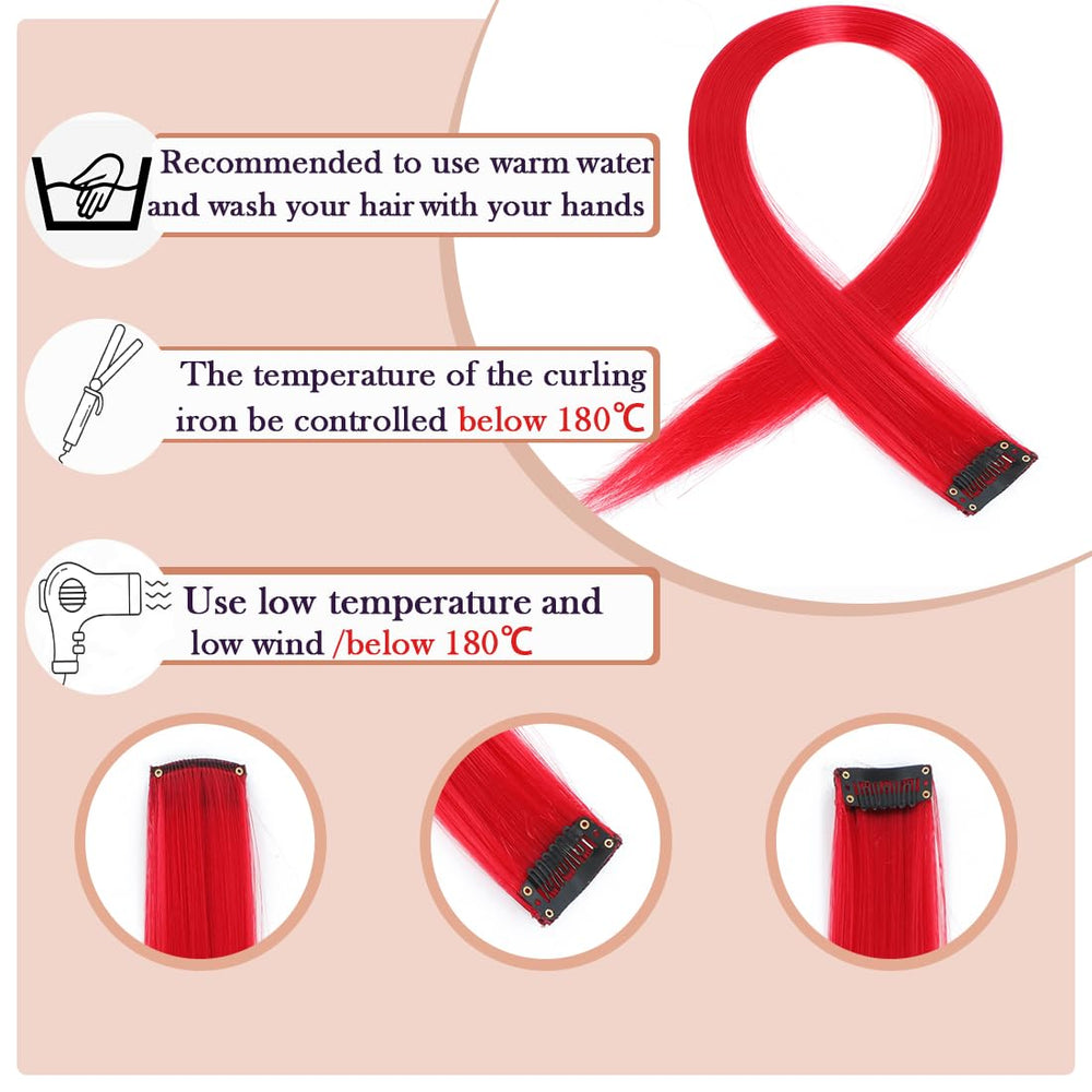 GZVIS red extensions feature a black metal clip for secure, easy application