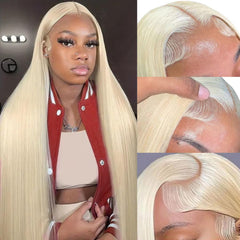 GZX 26in 613 lace-front wig front view shows natural hairline for seamless daily wear.