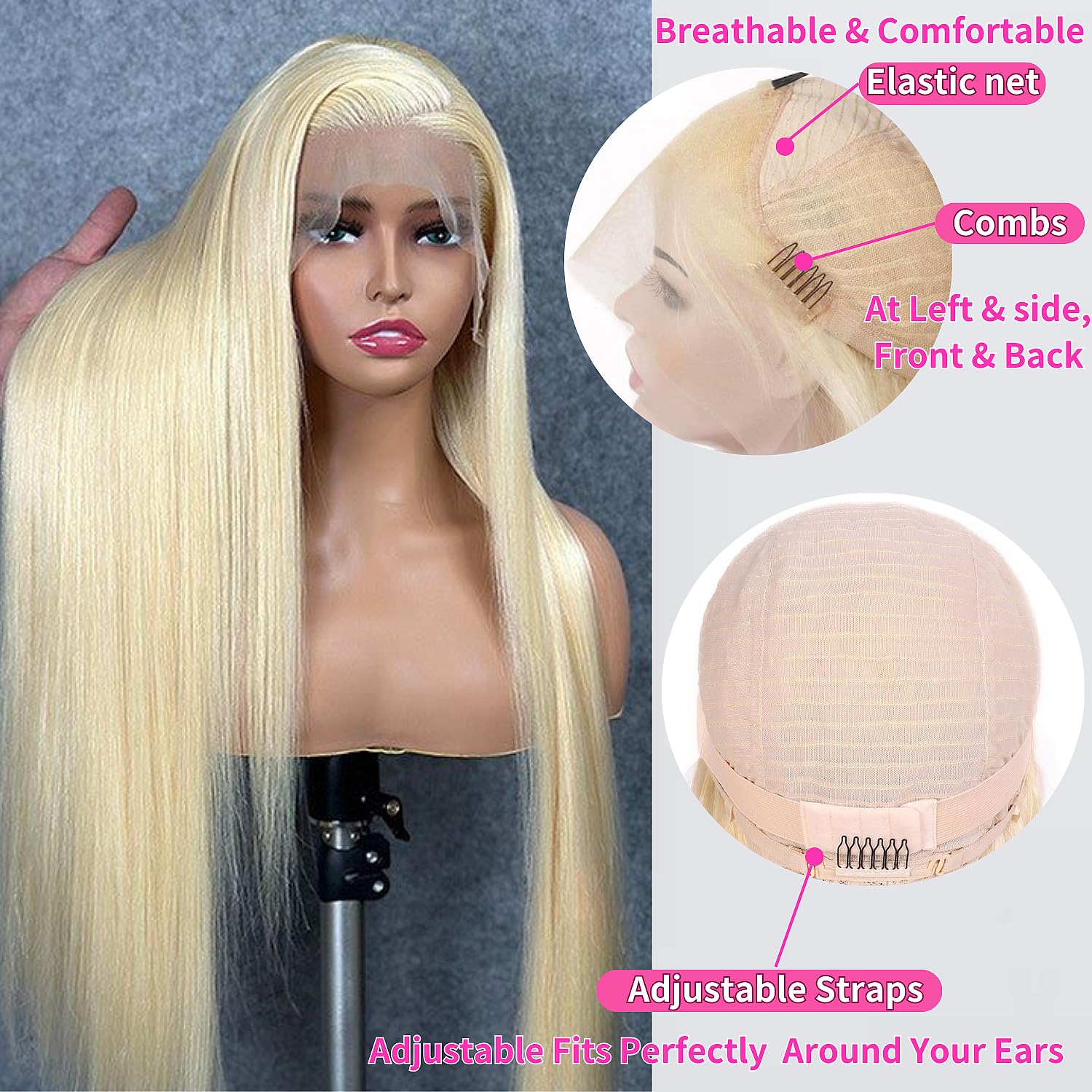 GZX 26in 613 lace-front wig 180% density delivers full natural-looking volume.
