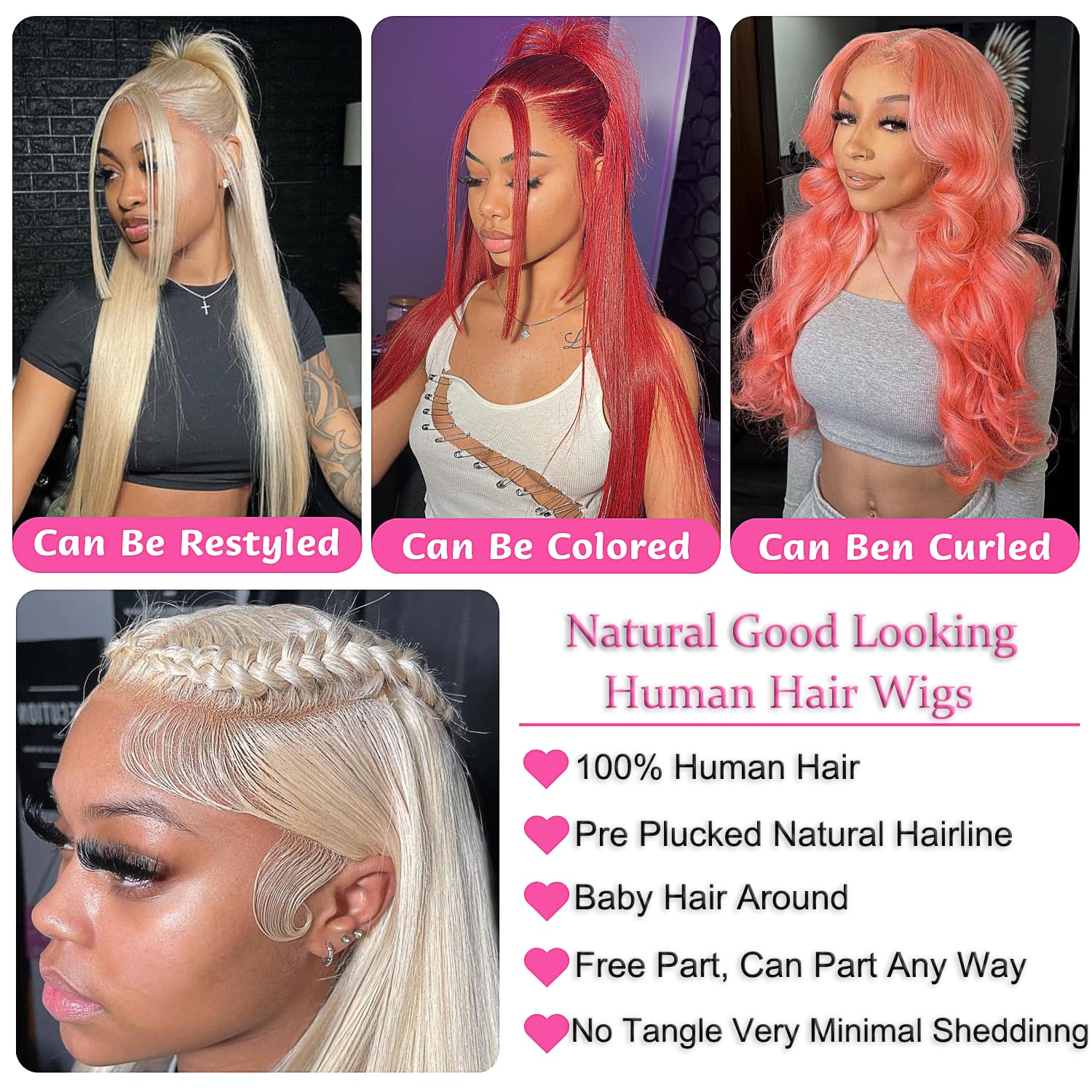 GZX 26in 613 lace-front wig glueless cap for easy, comfortable wear.