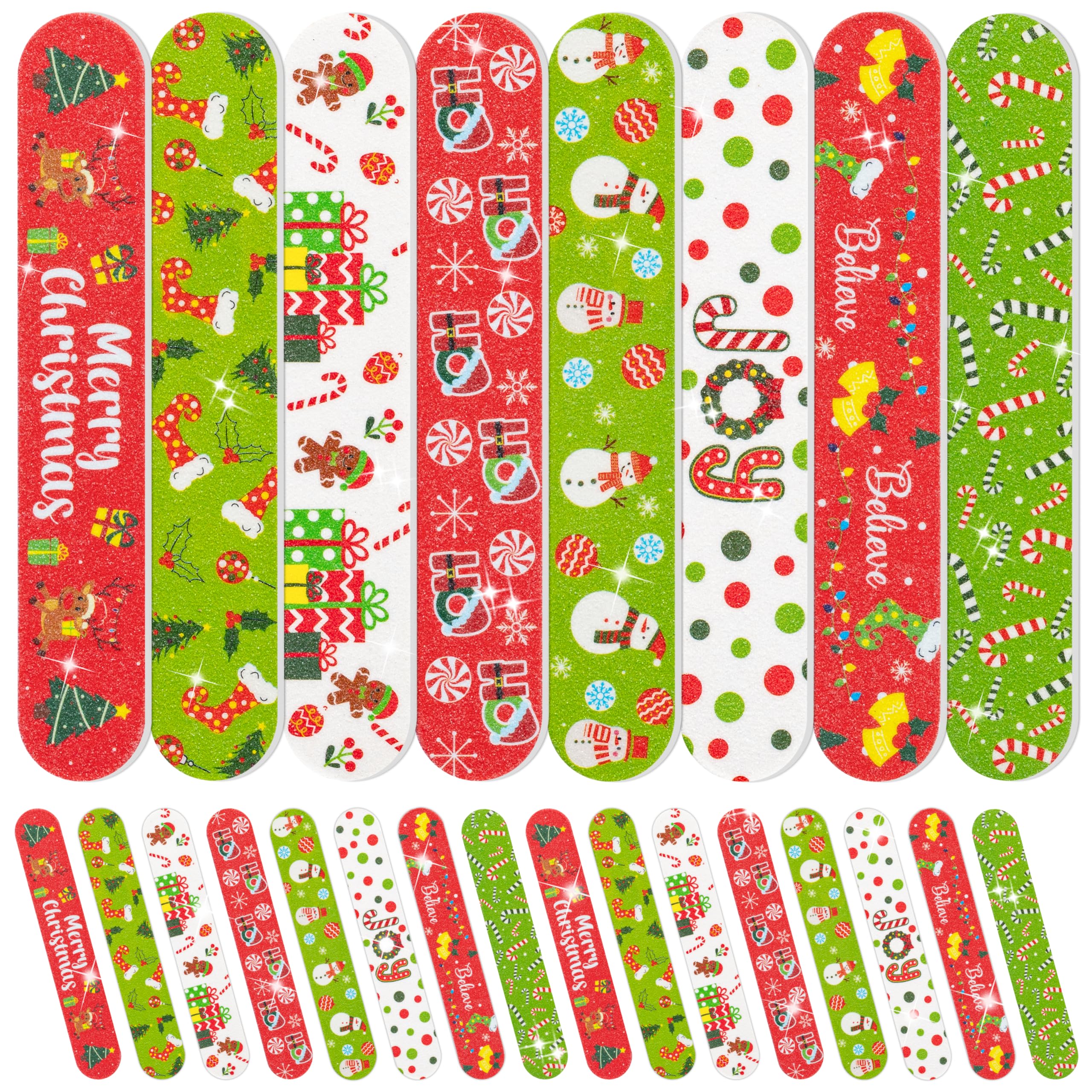 H1vojoxo Colorful Merry Christmas nail files pattern closeup for festive manicures.