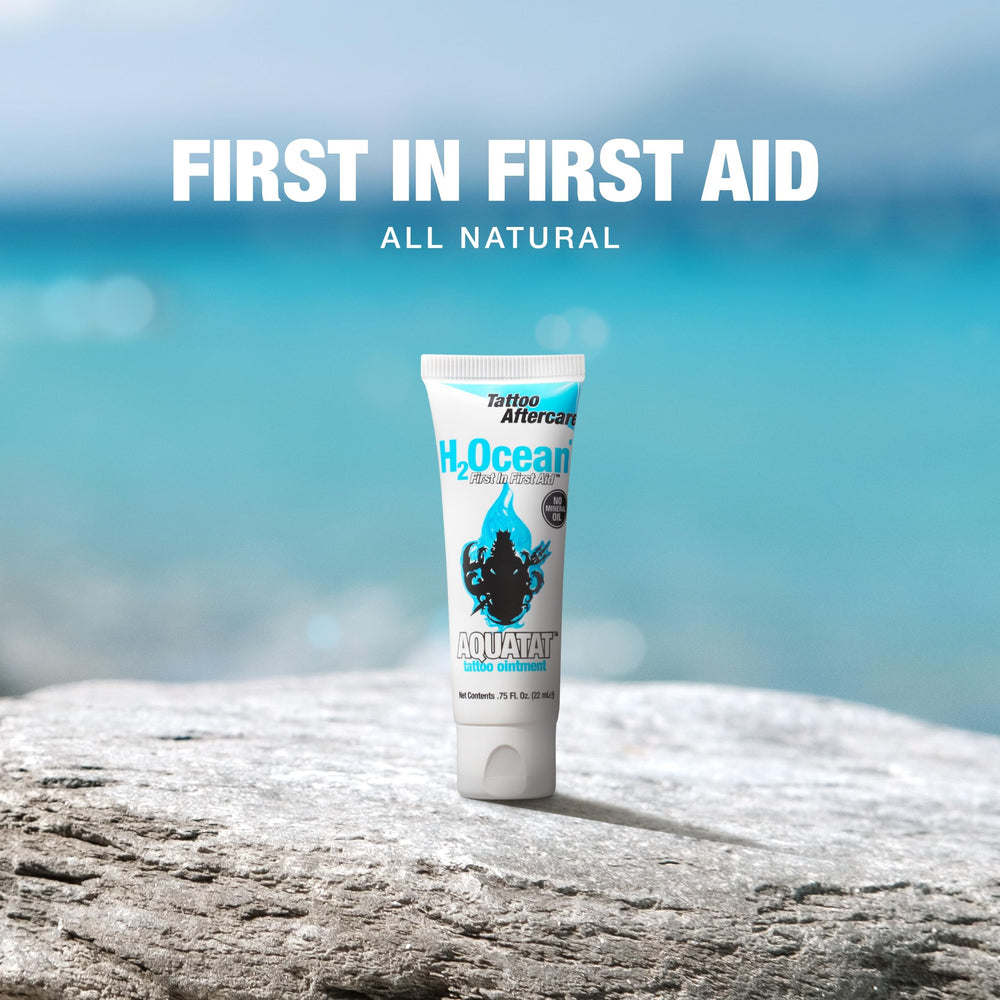 H2Ocean Aquatat before-during-after use sequence illustrates versatile tattoo care.