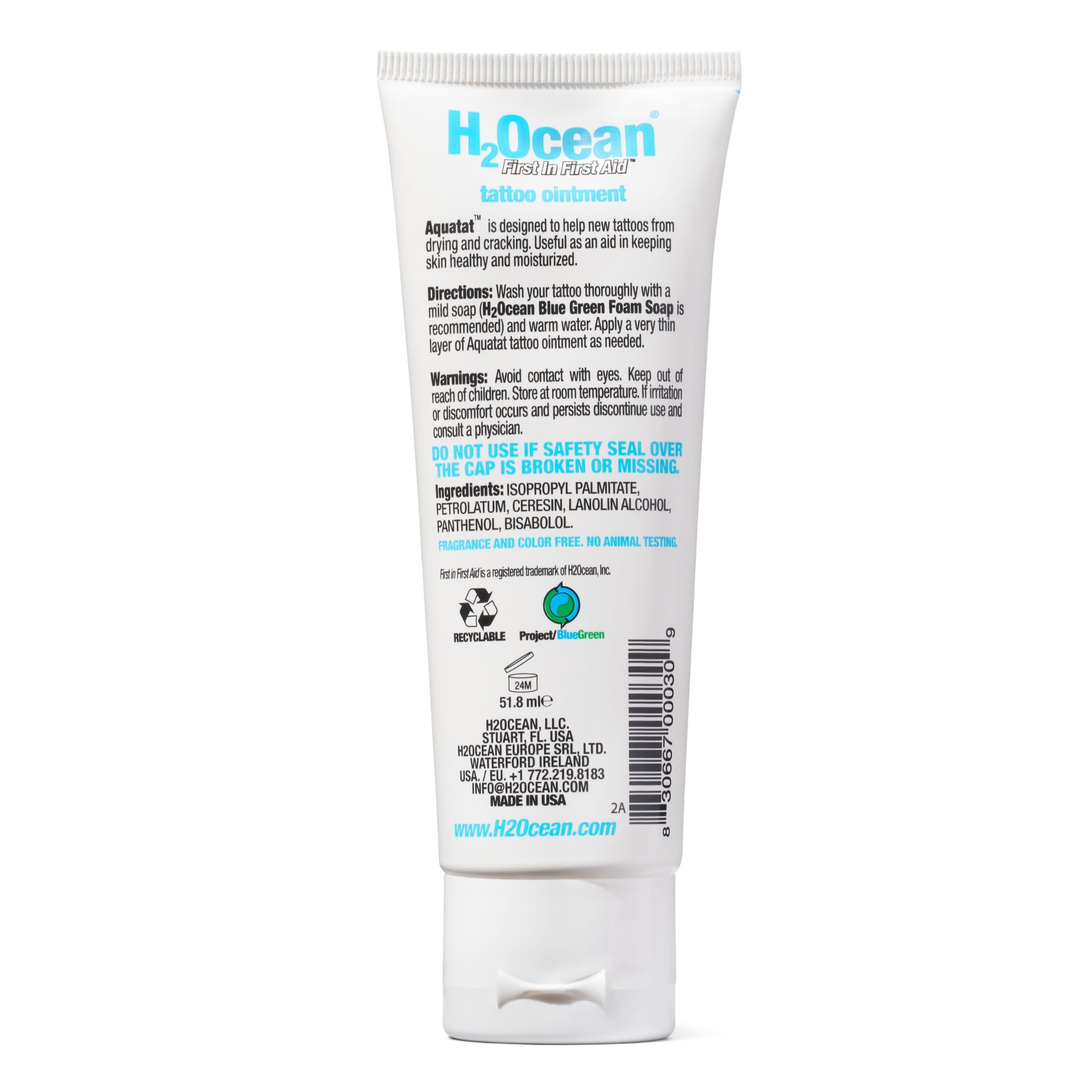 H2Ocean Aquatat sea-salt-based formula reference in product image.