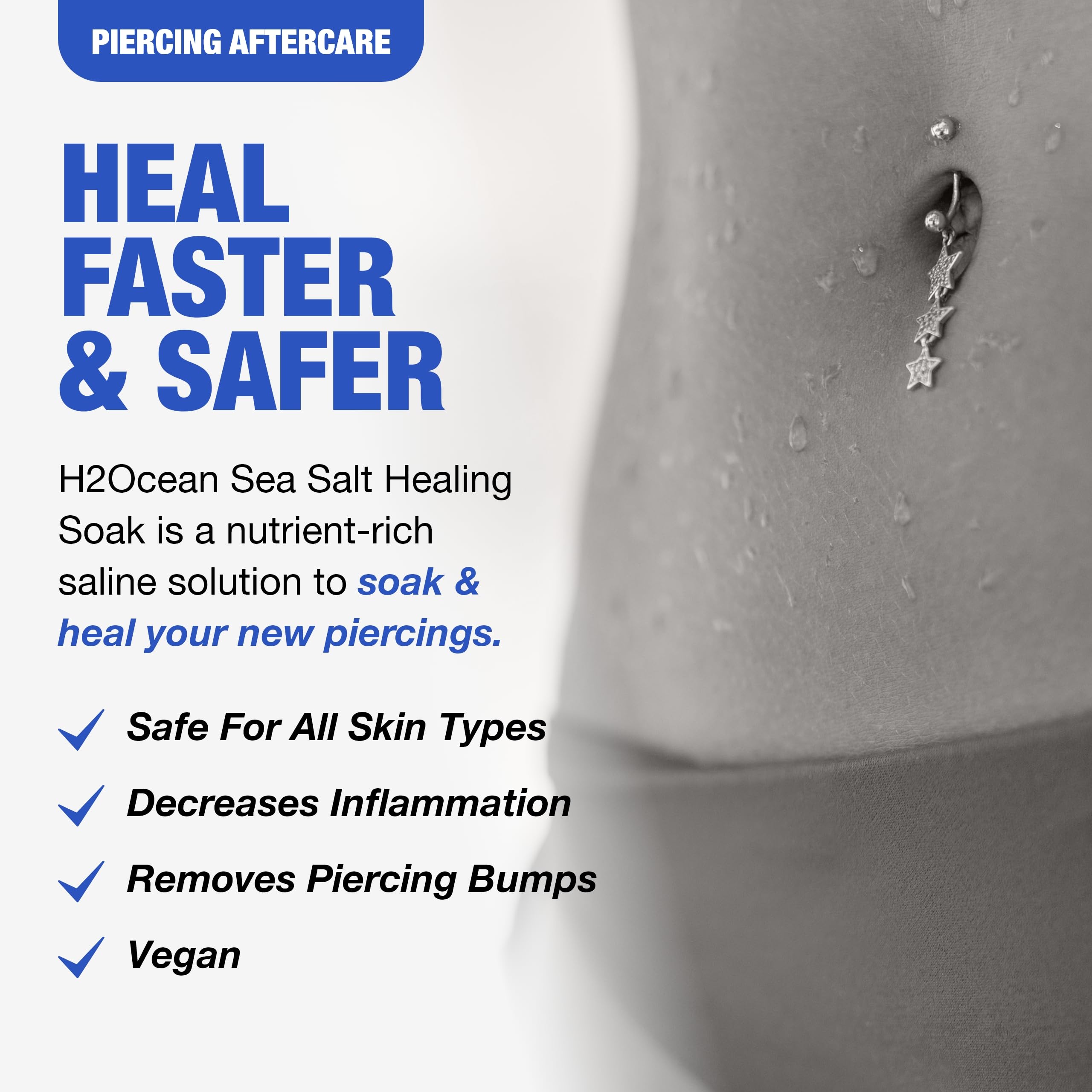 H2Ocean Healing Soak bath scene highlighting sea salt saline solution.