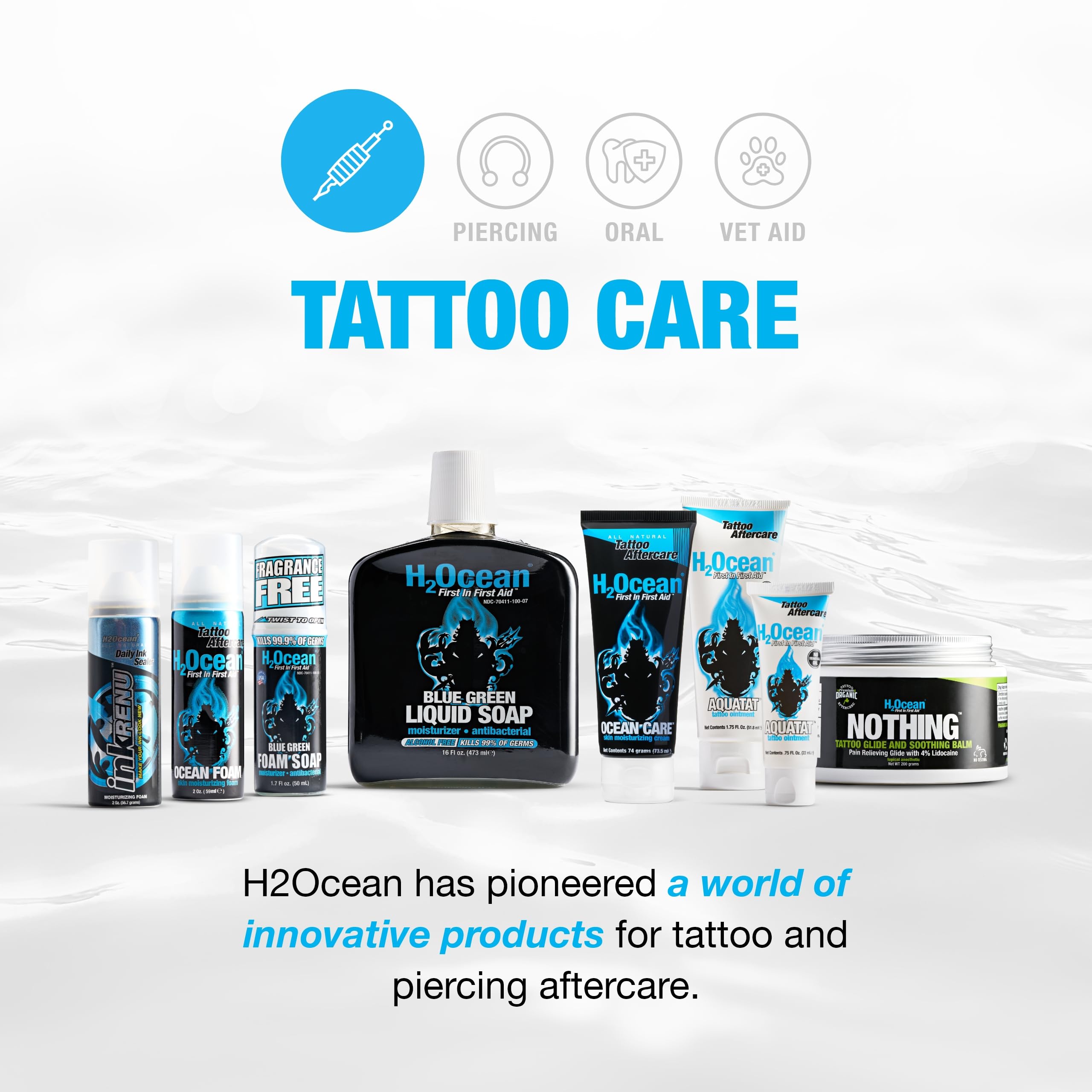 H2Ocean mineral-rich sea minerals nourish tattooed skin.