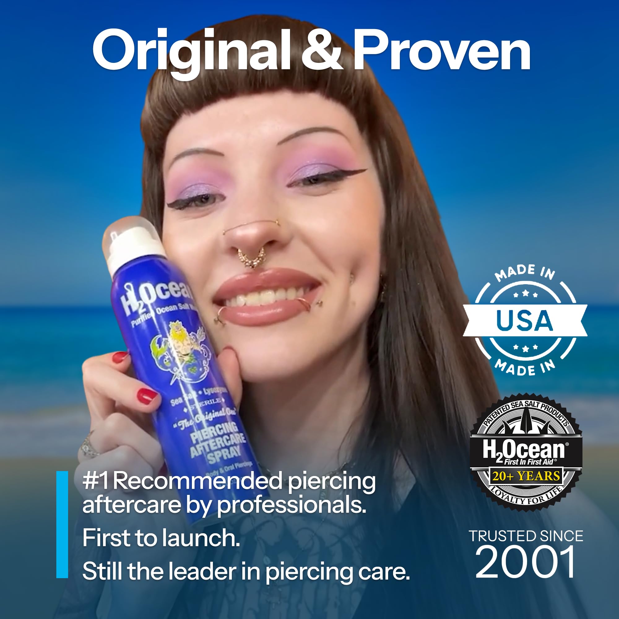 H2Ocean bottle label showing non-irritating formula for sensitive skin