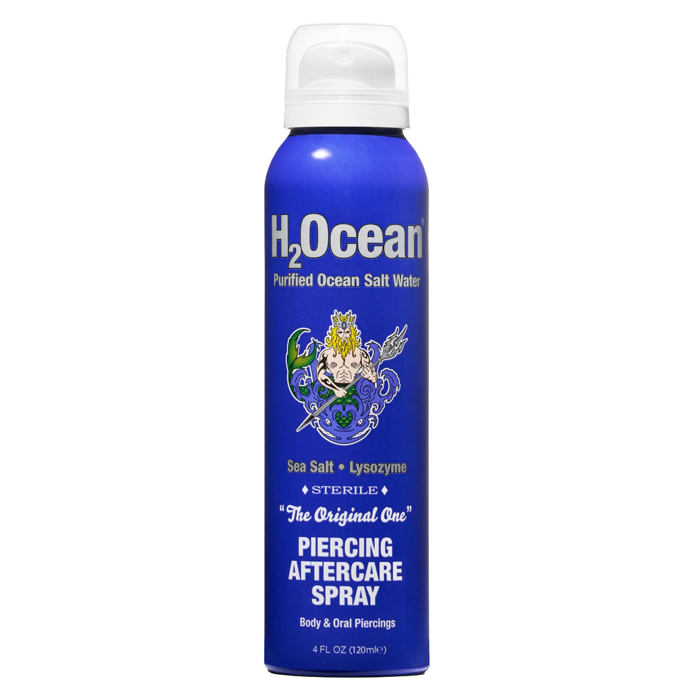 H2Ocean piercing aftercare 4oz bottle for gentle cleaning of new piercings.